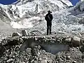 A temporary tent platform on the Khumbu glacier at South EBC, Nepal