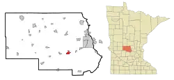 Location of Cold Spring within Stearns County, Minnesota