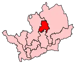 A small constituency located slightly north of the centre of the county. It is bordered exclusively by other constituencies in the county.
