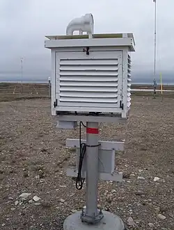 Image 46Exterior of a Stevenson screen used for temperature measurements on land stations. (from History of climate change science)