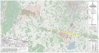 Trajectory projection of Chelyabinsk meteor and strewnfield map of 253 recovered meteorites, of which 199 were weighed and documented (status of 18 Jul 2013).