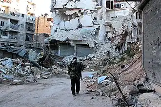 Bombed-out big city street