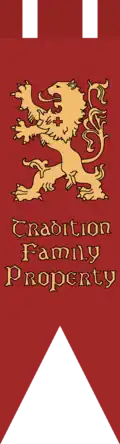 Rampant lion on a red standard