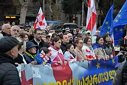 March from Tbilisi central railway station to Rustaveli Avenue