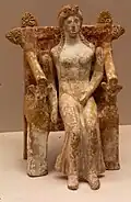 Terracotta statuette with articulated limbs, original. Staatliche Antikensammlungen