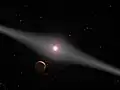 Artist's impression of AU Microscopii Credit: NASA/ESA/G. Bacon (STScI)