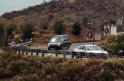 Former president Ronald Reagan's hearse arrives at the Ronald Reagan Presidential Library on June 7, 2004.