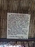 Sign about the burning of Mayan codices in Maní