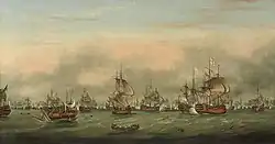 Image 5Battle of the Saintes by Thomas Mitchell. This 1782 battle between the British and French navies took place near Guadeloupe. (from History of the Caribbean)