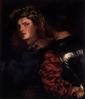 The Bravo, an example of a painting often attributed to Titian or Giorgione, but also to Palma.[10]