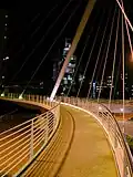 Trinity Bridge at night.