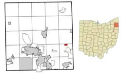 Location of Yankee Lake in Trumbull County, Ohio.