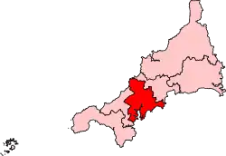 A medium constituency located in the centre of the county. Due to the elongated shape of the county, no constituencies border it to the north or the south despite its central location.
