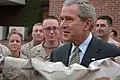 President George W. Bush meeting American troops posted at the U.S. embassy in Islamabad, during a state visit to Pakistan, c. 2006.