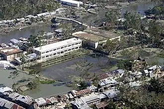 Storm intensification. Bangladesh after Cyclone Sidr (2007) is an example of catastrophic flooding from increased rainfall.[275]