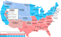 States and territories that made slavery legal or illegal while the election was held.