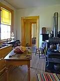 The kitchen and bathroom.