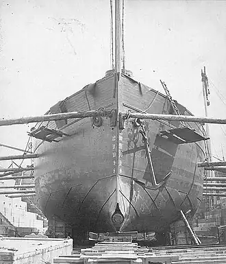 The USS Intrepid in dry dock