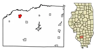 Location of Okawville in Washington County, Illinois.