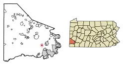 Location of Cokeburg in Washington County, Pennsylvania.