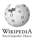 Wikipedia logo displaying the name "Wikipedia" and its slogan: "The Free Encyclopedia" below it, in Corsican
