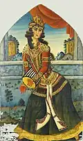 Woman with Zarb drum, Qajar Iran, 19th century