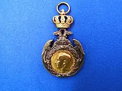 front of the medal