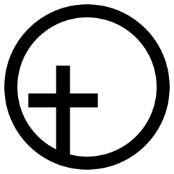 A Latin cross inscribed in a circle, off-center
