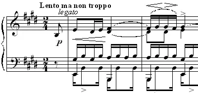 The beginning of Chopin's Étude Op. 10 No. 3